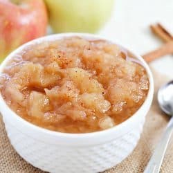 Homemade Crock Pot Applesauce is the perfect way to celebrate fall! This applesauce recipe is so simple and uses up all of those extra apples you have sitting around. Easy, only 5 ingredients, and incredibly tasty!