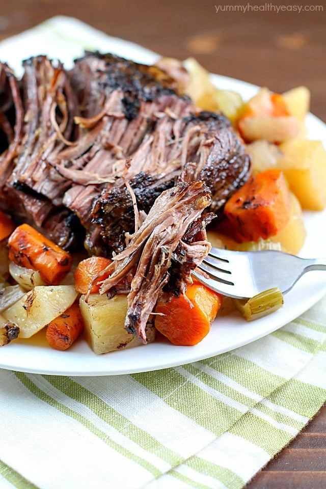 This Crock Pot Roast with Vegetables is a family favorite Sunday dinner. I love everything about this meal. It's an entire dinner in one crock pot. You have your veggies, starch and meat all cooked together - and the meat is SO tender and delicious! This is a must-make!
