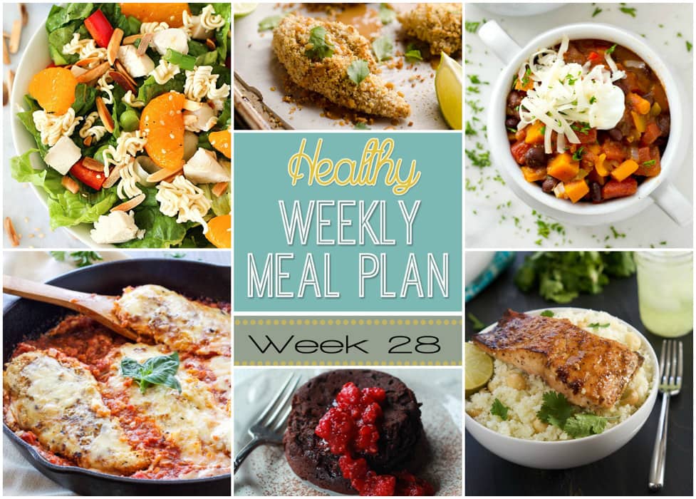 Healthy Weekly Meal Plan #28 is your answer to the question "what am I going to make for dinner this week?" You will love these healthy dinner, breakfast, lunch, side dish and even a dessert recipe!