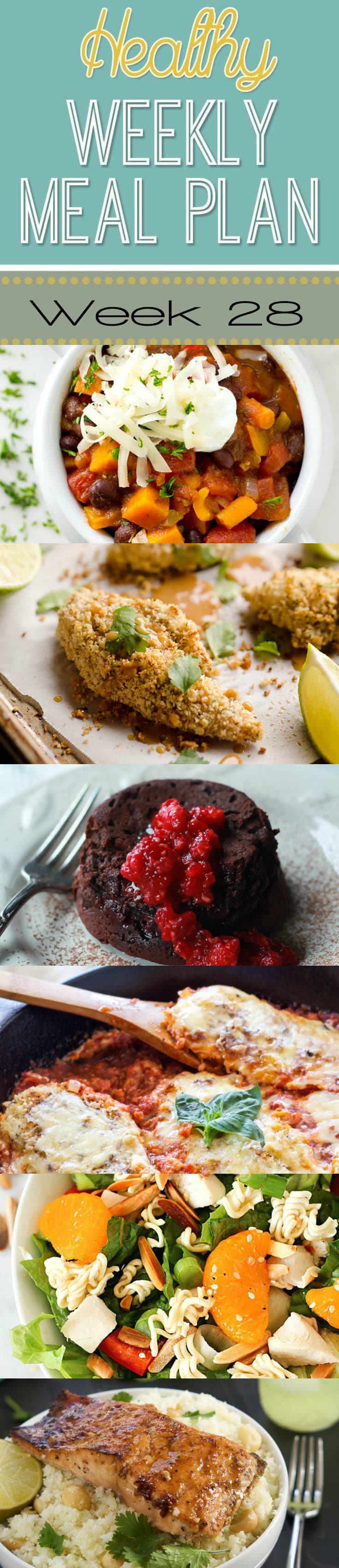 Healthy Weekly Meal Plan #28 is your answer to the question "what am I going to make for dinner this week?" You will love these healthy dinner, breakfast, lunch, side dish and even a dessert recipe!