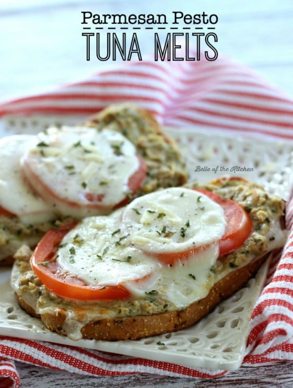 Parmesan Pesto Tuna Melts by Belle of the Kitchen