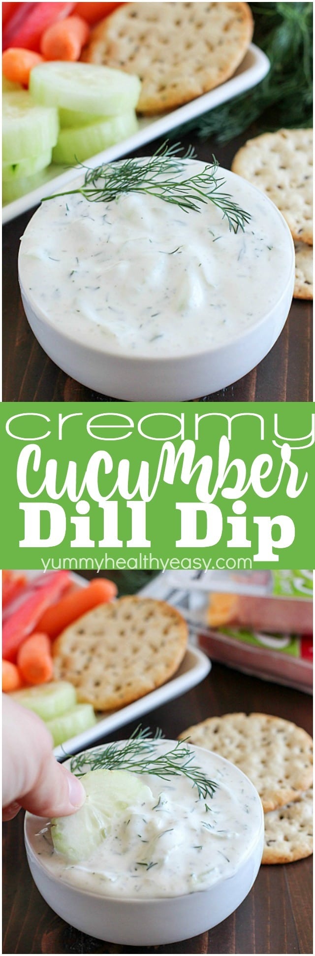 Cucumber Dill Dip recipe that's both creamy and refreshing! A delicious way to get you to eat more veggies. ;) Plus a fun giveaway from Smithfield - check it out!