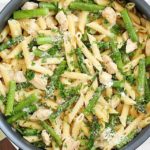 Creamy One-Pot Chicken Asparagus Pasta! Cooked in a creamy sauce and cooked from start to finish in only ONE pan. It's so simple and so easy plus the clean up is a breeze. It's perfect for spring and your busy schedule!