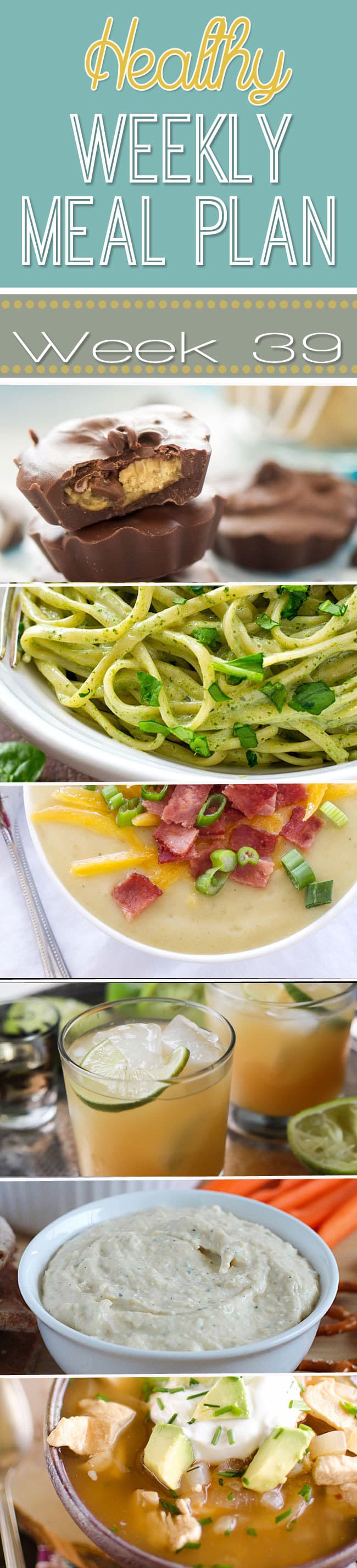 Healthy Weekly Meal Plan Week 39 - get your week's worth of healthy dinners planned out plus breakfast, lunch and snack ideas, too! You will love these healthy recipes!