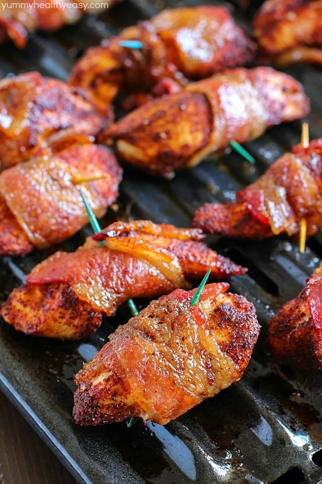 Brown Sugar Bacon Wrapped Chicken is one of my favorite dinners! Making this again tonight! You roll the chicken in spices and then wrap in bacon. Then roll in brown sugar and bake. SO easy, tender, juicy & flavorful. My family loves this chicken dinner! AD