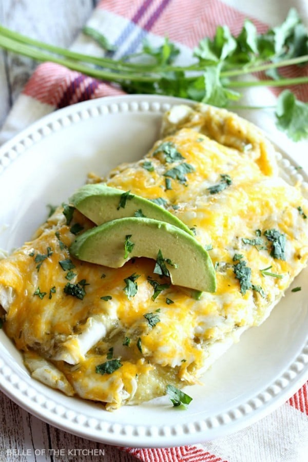 Creamy Salsa Verde Chicken Enchiladas by Belle of the Kitchen