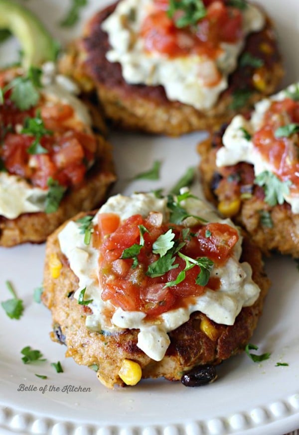 Mexican Tuna Cakes with Jalapeño Cream Sauce by Belle of the Kitchen