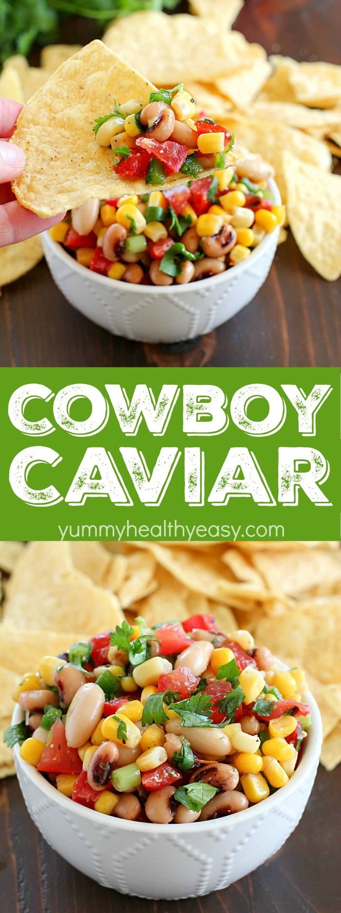 Cowboy Caviar is one of the easiest appetizers to make because you throw everything in one bowl and it's done! Plus it's full of flavor and textures, this is a definite crowd-pleaser!