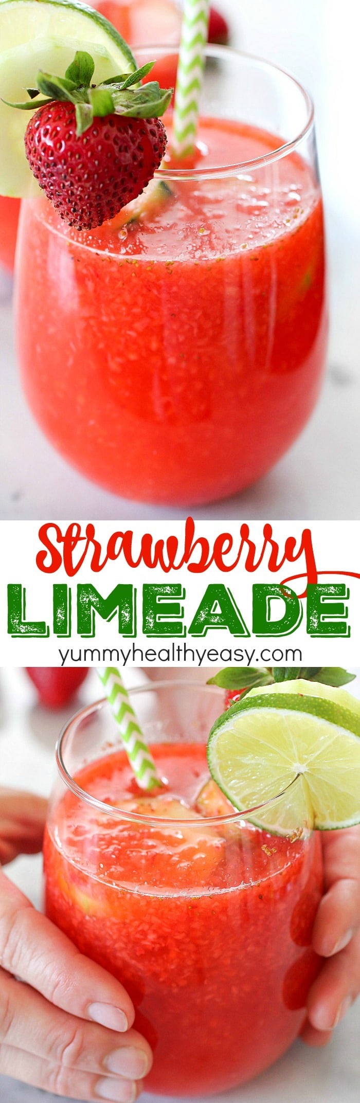 Strawberry Limeade to quench your thirst on a hot summer day! This drink recipe is a copycat of The Habit Burger Grill's Strawberry Limeade recipe. It's easy to make and lower-sugar thanks to Truvía® sweeteners! Definitely a must-make drink! AD