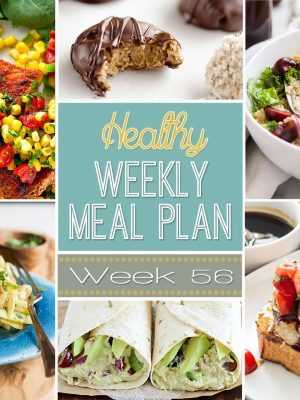 Healthy Weekly Meal Plan #56 has some incredible healthy dinner recipes for you to try this week! Plus a breakfast, lunch, snack, side dish and drink recipe too. So many great healthy recipes all in one place for you!