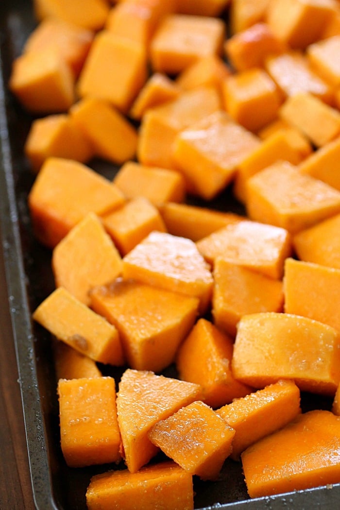 Caramelized Butternut Squash makes the tastiest side dish! It's one of the best ways to cook butternut squash and it's super easy to make! With a little sweet and a little spice, this butternut squash recipe will knock your socks off! AD