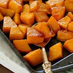 Caramelized Butternut Squash makes the tastiest side dish! It's one of the best ways to cook butternut squash and it's super easy to make! With a little sweet and a little spice, this butternut squash recipe will knock your socks off! AD