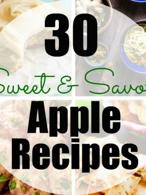 Enjoy apple season with these 30 Sweet & Savory Fall Apple Recipes! This round-up includes breakfast, salads, soups, side dishes and dessert recipes all made with fall's best fruit - apples!