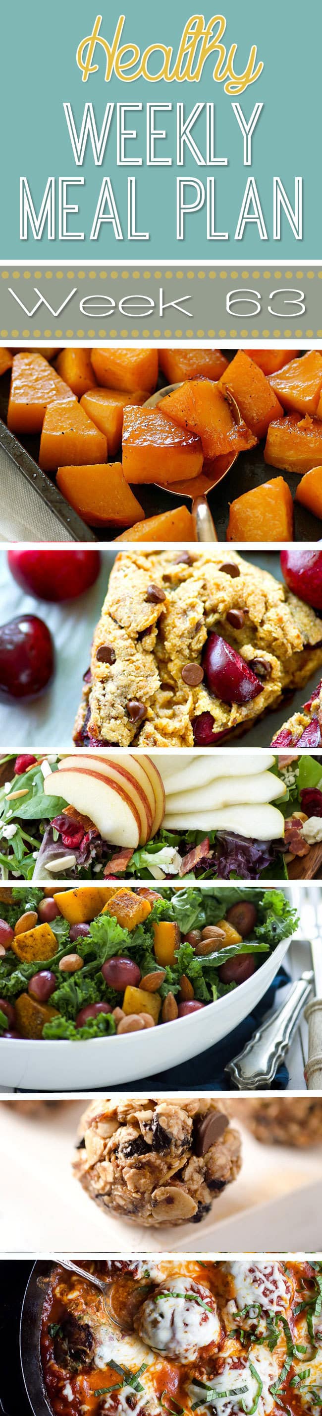 Healthy Weekly Meal Plan #63 is filled with the best healthy fall recipes! From soups to fall inspired salads, we've got you covered for every dinner this week plus a few extra healthy recipes you'll love!