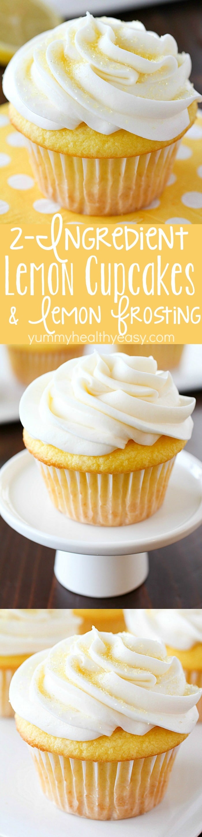 Lemon Cupcakes made with only 2 Ingredients and then frosted with a quick and easy lemon frosting! You won't believe how soft and delicious these cupcakes are! Plus a round-up of more delicious cupcake recipes you won't want to miss!