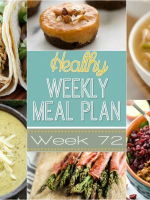 Plan your meals out ahead of time to save time & money! This Healthy Weekly Meal Plan gives you a new healthy dinner recipe every night plus a healthy breakfast, lunch, side dish & dessert. Different recipes every week for you to try!