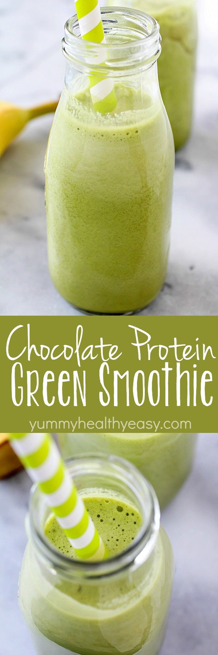 This Chocolate Protein Green Smoothie combines the filling power of protein powder and almonds + the health benefits from the green smoothie! This smoothie makes a great breakfast, snack or post-workout drink and tastes delicious!