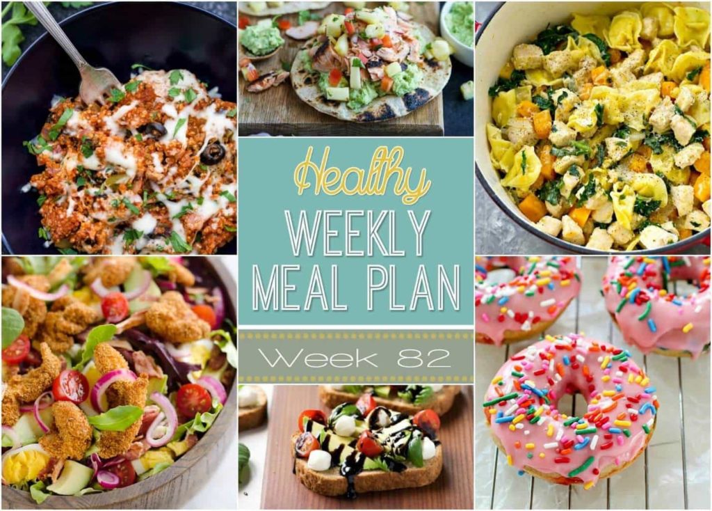 Healthy Weekly Meal Plan #82 is full of delicious dinner recipes for you to try every night of the week plus a breakfast, lunch, snack, side dish and dessert recipe, too. The best part is they're all healthy!