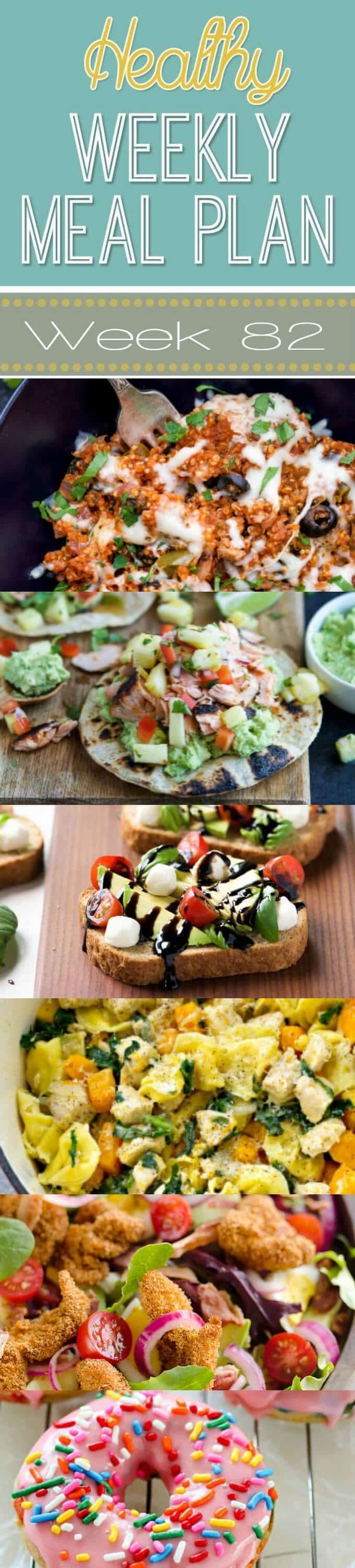 Healthy Weekly Meal Plan #82 is full of delicious dinner recipes for you to try every night of the week plus a breakfast, lunch, snack, side dish and dessert recipe, too. The best part is they're all healthy!