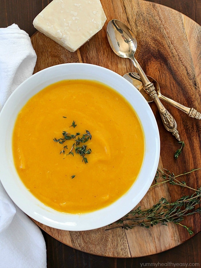 This is the BEST ever EASY Butternut Squash Soup! Only a few ingredients to make this incredible soup. This is one of our favorite soups to make on a cold day! (Vegetarian, gluten-free, paleo and clean eating)