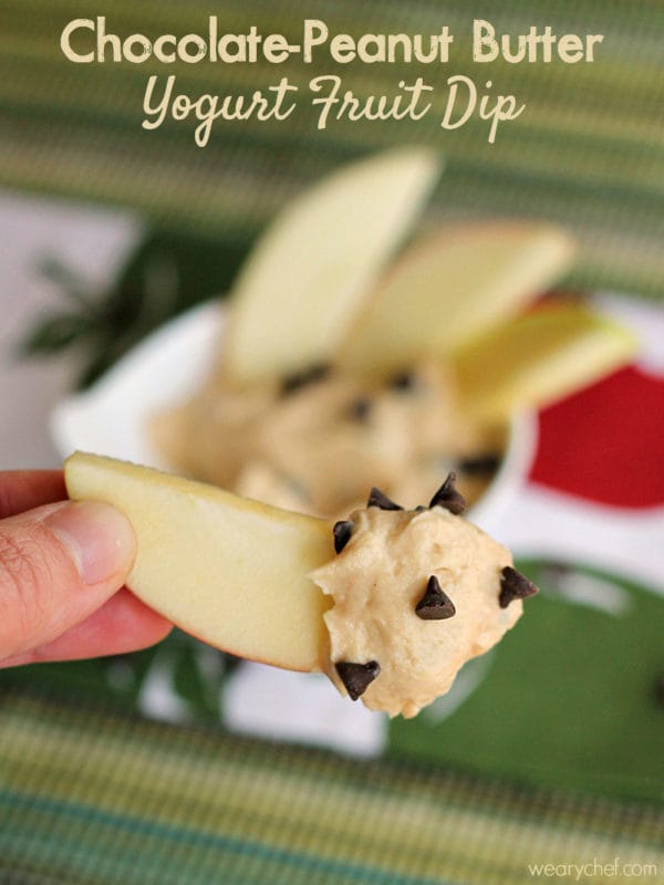 Peanut Butter Chocolate Yogurt Fruit Dip - The Weary Chef