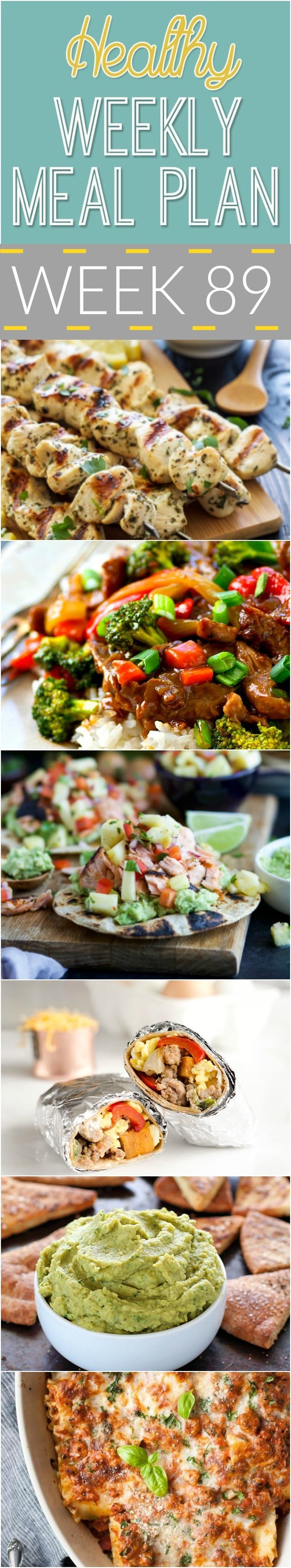 Check out this week's Healthy Weekly Meal Plan! It has a weeks worth of healthy recipes that you & your whole family will love! Recipes for breakfast, lunch, and dinner with a few snacks and a dessert thrown in, too!