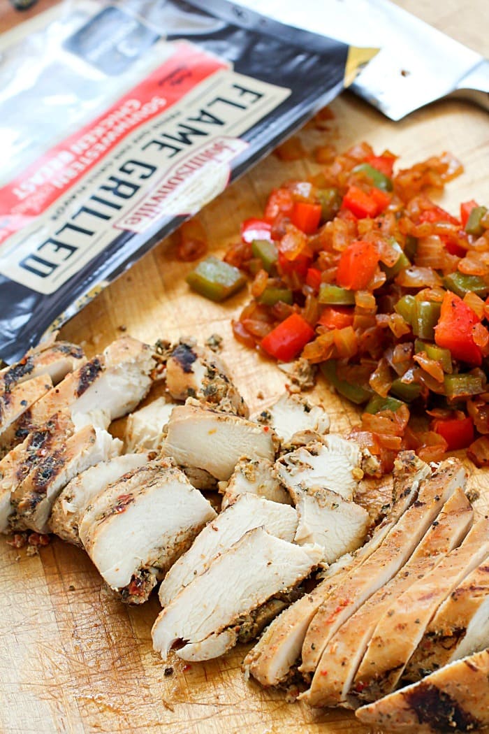 All the ingredients you need for the Best Ever Chicken Fajita Quesadilla!