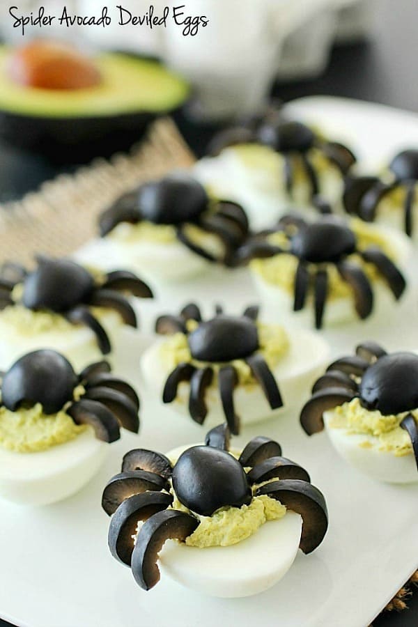 Spider Avocado Deviled Eggs - 21 Cute Halloween Snacks for Kids!