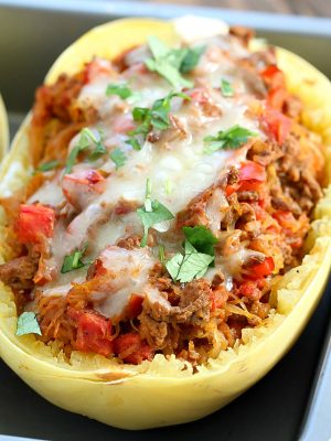 Low Carb Taco Stuffed Spaghetti Squash - SO good!