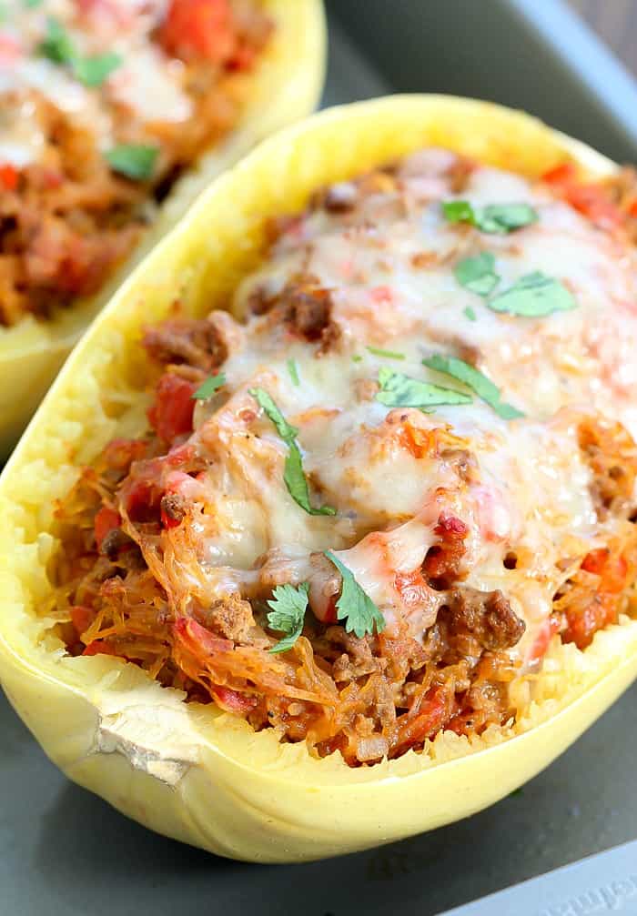 Low Carb Taco Stuffed Spaghetti Squash - Easy to Make & Delicious!