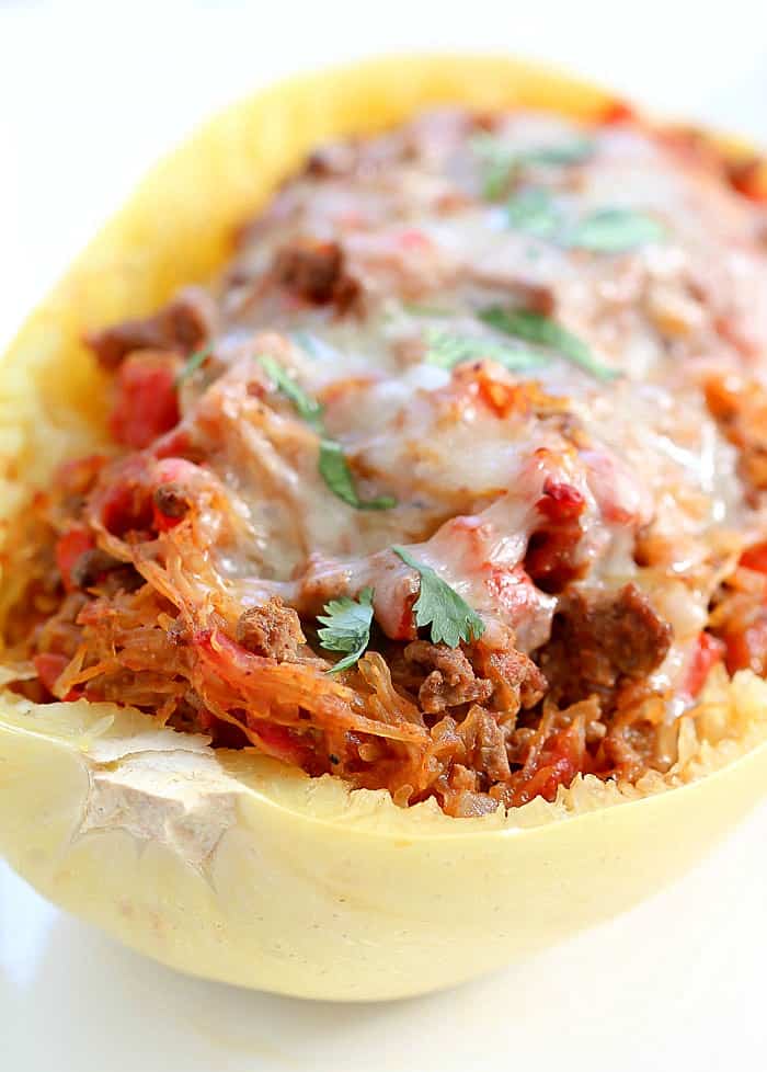 Low Carb, Healthy Taco Stuffed Spaghetti Squash Recipe!