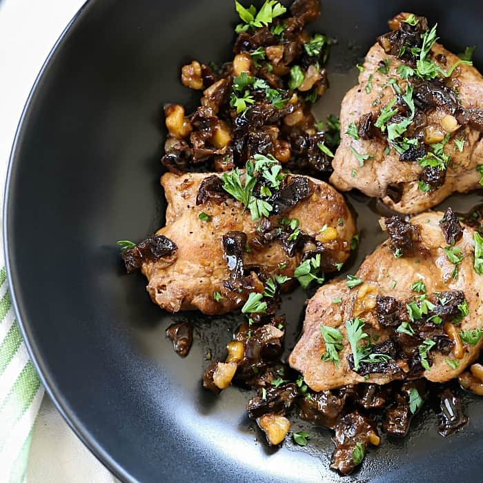 You will not want to miss this Pork Medallions with Prunes and Walnuts Recipe! It's super easy, only takes a few minutes to cook up, and tastes like it came from a 5 star restaurant! Make it tonight for dinner! #AD