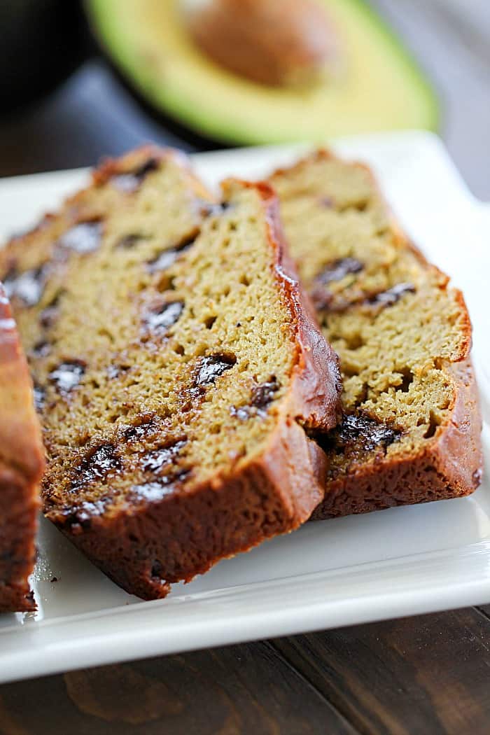 Looking for a healthier quick bread? Try this Chocolate Chip Banana Avocado Bread! It's filled with so much flavor and so soft from the addition of avocados!