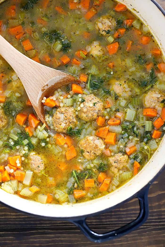 This is the BEST Italian Wedding Soup Recipe Ever!! So easy to make and is a huge crowd pleaser!