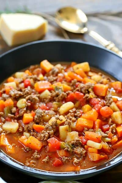 Need a quick comfort food dinner but short on time? This Easy Vegetable Beef Soup Recipe is the answer to your dilemma! AD