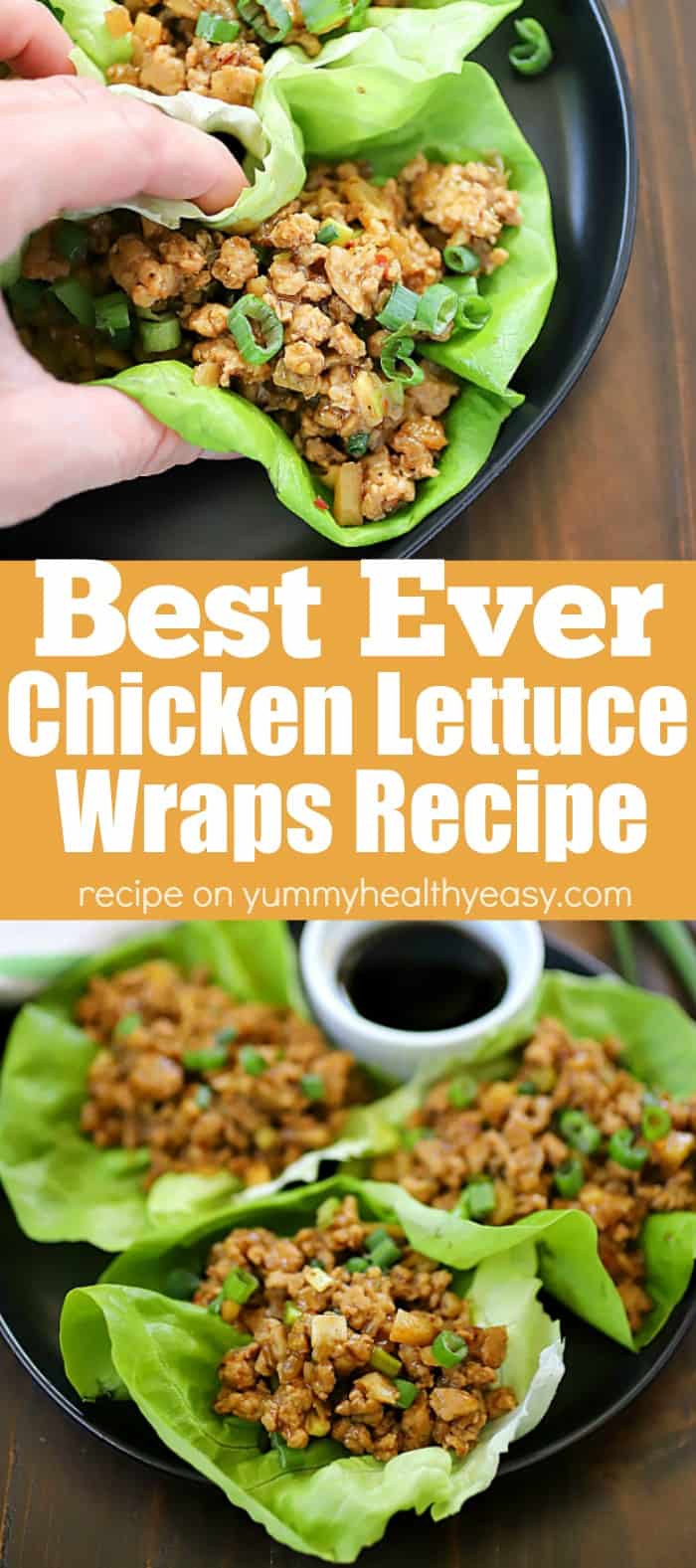 This Chicken Lettuce Wraps Recipe is seriously SO yummy! The chicken filling has delicious Asian inspired flavors with a little added crunch from the water chestnuts. This low carb recipe is great for an appetizer or a main dish.
