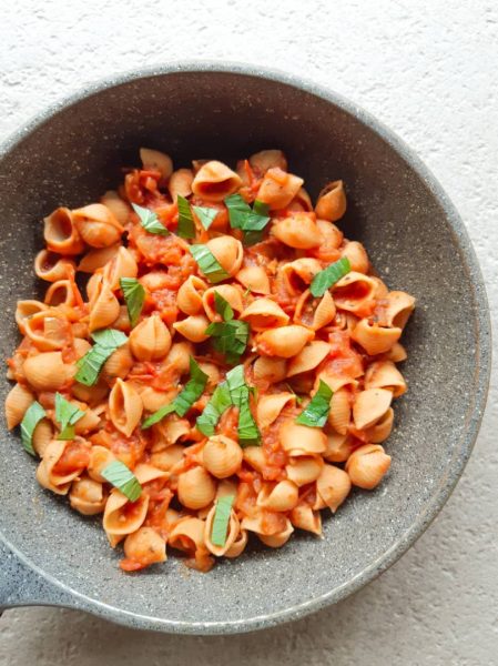 Bowl of pasta with Homemade Pasta Sauce
